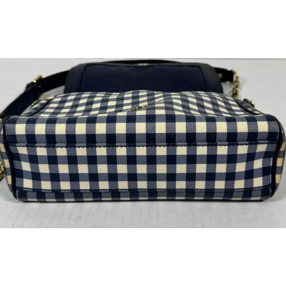 Tory Burch Navy White Gingham Chain Shoulder Crossbody Bag